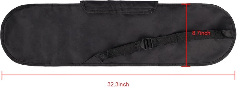 PURFUN حقيبة سكيت بورد سوداء لسكيت بورد مزدوج، 32.3"X8.7" حقيبة حمل سكيت بورد نايلون حقيبة ظهر حقيبة كتف مع حزام قابل للتعديل - Image 4